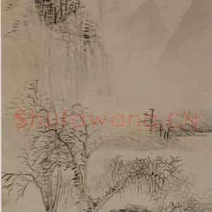 清代 董邦达《竹溪秋树图轴》国画山水写意作品图片鉴赏