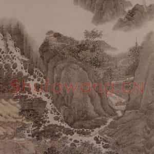 清代 张崟《春流出峡图轴》国画山水写意作品图片鉴赏