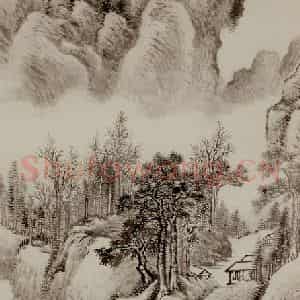 清代 戴熙《寒风岌嶪图轴》国画山水写意作品图片鉴赏