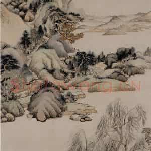 清代 王鉴《溪色棹声图轴》国画山水写意作品图片鉴赏