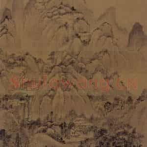 清代 周亮工《晴树烟岚图轴》国画山水写意作品图片鉴赏