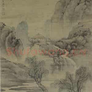 清代 樊圻《春山策杖图轴》国画山水写意作品图片鉴赏