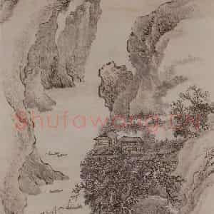 清代 王翚《杜甫诗意图轴》国画山水写意作品图片鉴赏