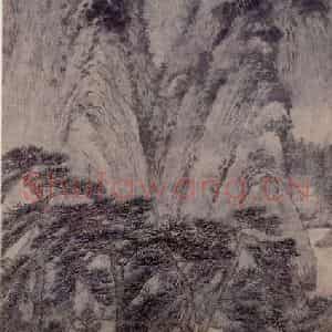 元朝 王蒙《春山读书图》国画山水作品图片鉴赏