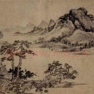 元朝 王蒙《溪山风雨图》国画山水作品图片鉴赏
