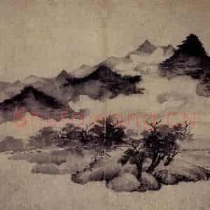 元朝 王蒙《溪山风雨图》国画山水作品图片鉴赏