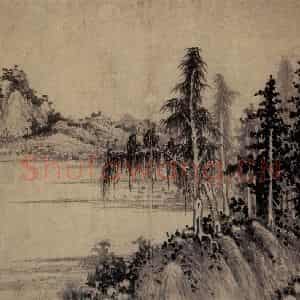 元朝 王蒙《溪山风雨图》国画山水作品图片鉴赏