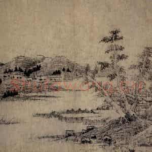 元朝 王蒙《溪山风雨图》国画山水作品图片鉴赏