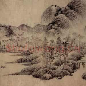 元朝 王蒙《溪山风雨图》国画山水作品图片鉴赏