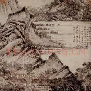 元朝 王蒙《花谿渔隐图》国画山水作品图片鉴赏