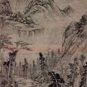 元朝 黄公望《水阁清幽图》国画山水作品图片鉴赏