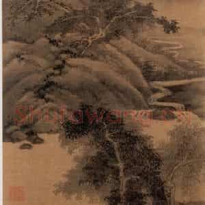 元朝 吴镇《渔父图》国画山水作品图片鉴赏