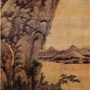 元朝 吴镇《秋江渔隐图》国画山水作品图片鉴赏