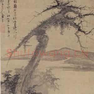 元朝 吴镇《松石图》国画山水作品图片鉴赏