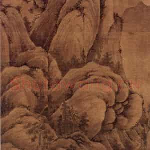 元朝 吴镇《谿山高隐图》国画山水作品图片鉴赏