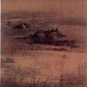 元朝 吴镇《芦花寒雁图》国画山水作品图片鉴赏