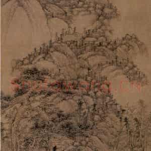 元朝 黄公望《丹崖玉树图》国画山水作品图片鉴赏