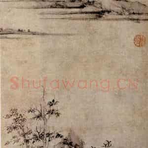 元朝 倪瓒《紫芝山房图》国画山水作品图片鉴赏