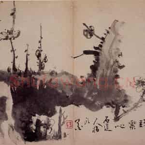 清代 高凤翰《指画山水花卉册》国画花鸟作品图片鉴赏