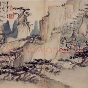 清代 高凤翰《指画山水花卉册》国画山水作品图片鉴赏