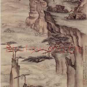 清代 高凤翰《云海孤鹤图》国画山水作品图片鉴赏