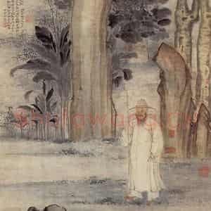 清代 高凤翰《西亭诗思图》国画人物作品图片鉴赏