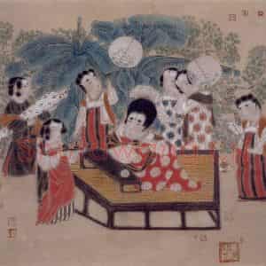 1992年 唐勇力《品茗图》国画人物作品图片鉴赏