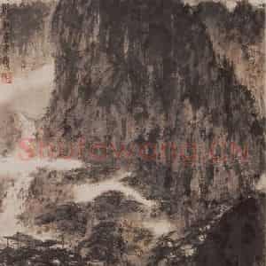 1962年 傅抱石《山高水长》国画山水作品图片鉴赏