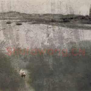 1963年 傅抱石《春雨西湖》国画山水作品图片鉴赏