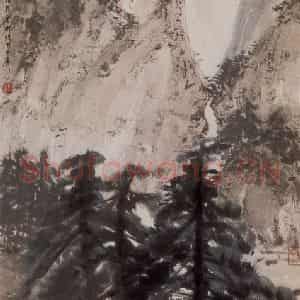 1940年代 傅抱石《暮年留眼但看山》国画山水作品图片鉴赏