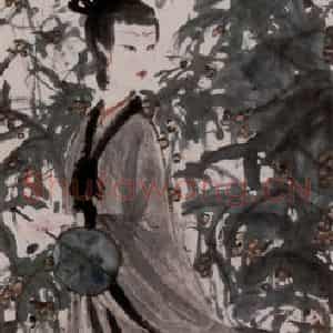20世纪40年代初 傅抱石《仕女》国画人物作品图片鉴赏
