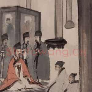 20世纪40年代初 傅抱石《郑庄公见母》国画人物作品图片鉴赏