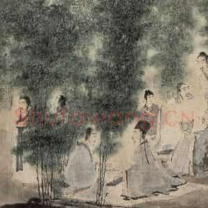 1943年 傅抱石《竹林七贤》国画人物作品图片鉴赏