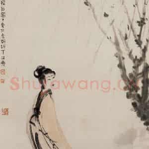 1944年 傅抱石《唐人诗意》国画人物作品图片鉴赏