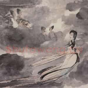 1947年 傅抱石《山鬼》国画人物作品图片鉴赏
