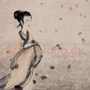 1954年 傅抱石《湘夫人》国画人物作品图片鉴赏