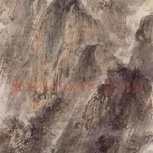 1940年代 傅抱石《千峰送雨图》国画山水作品图片鉴赏