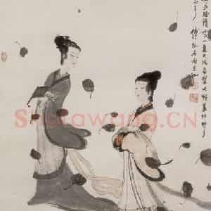 1957年 傅抱石《二湘图》国画人物作品图片鉴赏