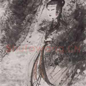 20世纪60年代初 傅抱石《湘君》国画人物作品图片鉴赏