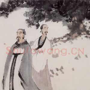 1962年 傅抱石《今古输赢一笑间》国画人物作品图片鉴赏