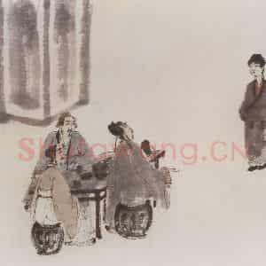 1948年 傅抱石《唐人诗意画册李白(将进酒)》国画人物作品图片鉴赏
