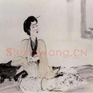 1948年 傅抱石《唐人诗意画册白居易(后宫词)》国画人物作品图片鉴赏