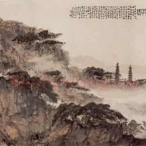 1942年 傅抱石《敬亭秋》国画山水作品图片鉴赏