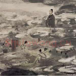 1954年 傅抱石《九歌图册.东皇太乙》国画人物作品图片鉴赏