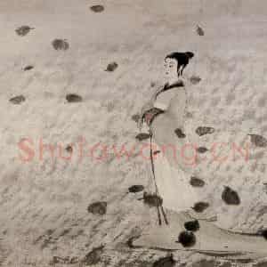 1954年 傅抱石《九歌图册.湘夫人》国画人物作品图片鉴赏