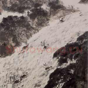 1940年代 傅抱石《石涛诗意山水》国画山水作品图片鉴赏