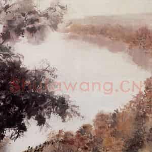 1964年 傅抱石《八开毛泽东诗词意画册.寥廓江天万里霜》国画山水作品图片鉴赏