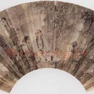 1947年 傅抱石《人物扇面》国画人物作品图片鉴赏
