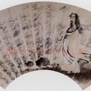 1947年 傅抱石《人物扇面》国画人物作品图片鉴赏