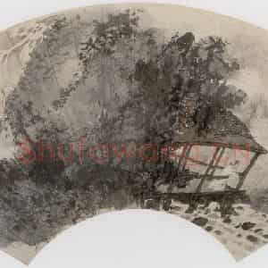 1962年 傅抱石《山水扇面》国画山水作品图片鉴赏